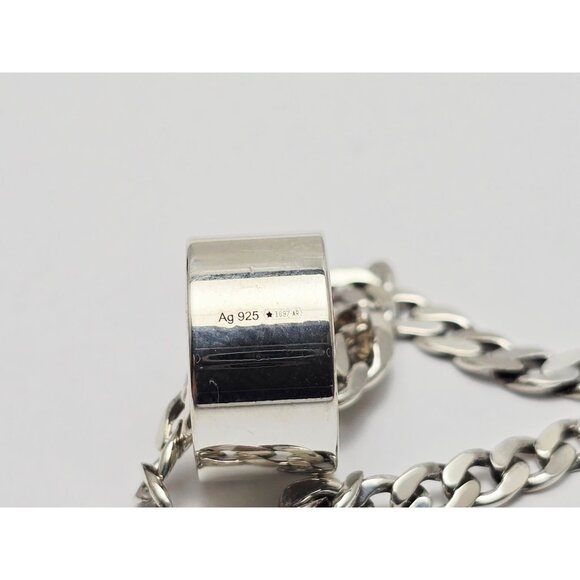 Gucci G Cut Out Round Circle Sterling Silver Charm Pendant Curb Chain Necklace - Picture 14 of 16